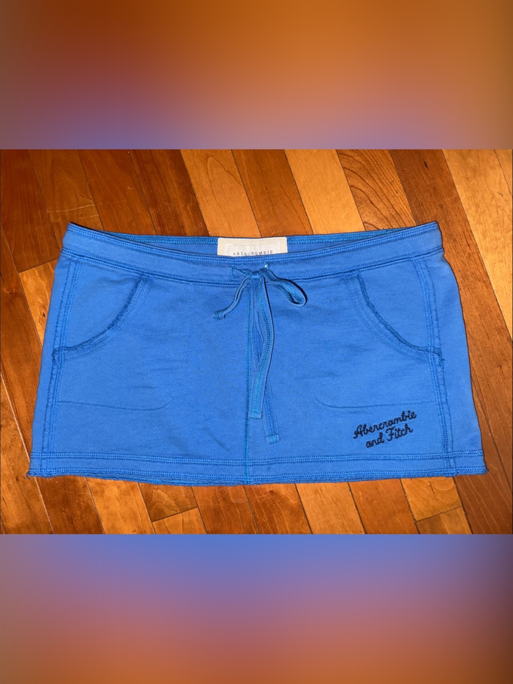 Vintage Y2K Abercrombie & Fitch Royal Blue Low-Rise Drawstring Micro Mini Skirt